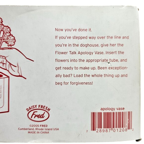 Apology Flower Talk Bud Vase By Fred Clear & Pink Acrylic Humorous Phrases - Picture 7 of 15